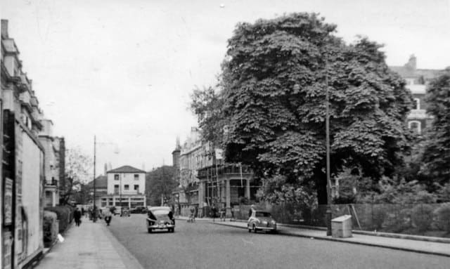 South-east on Onslow Square towards Fulham Road, South Kensington, 1955