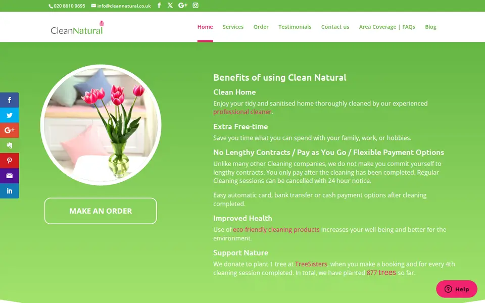 The top of cleannatural.co.uk