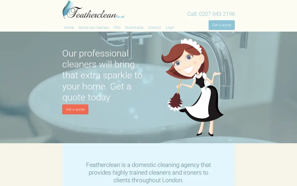 The top of featherclean.co.uk