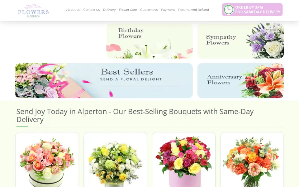 The top of flowerdeliveryalperton.co.uk