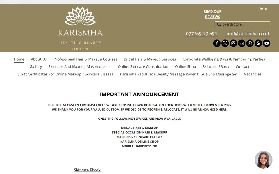 The top of karismha.co.uk