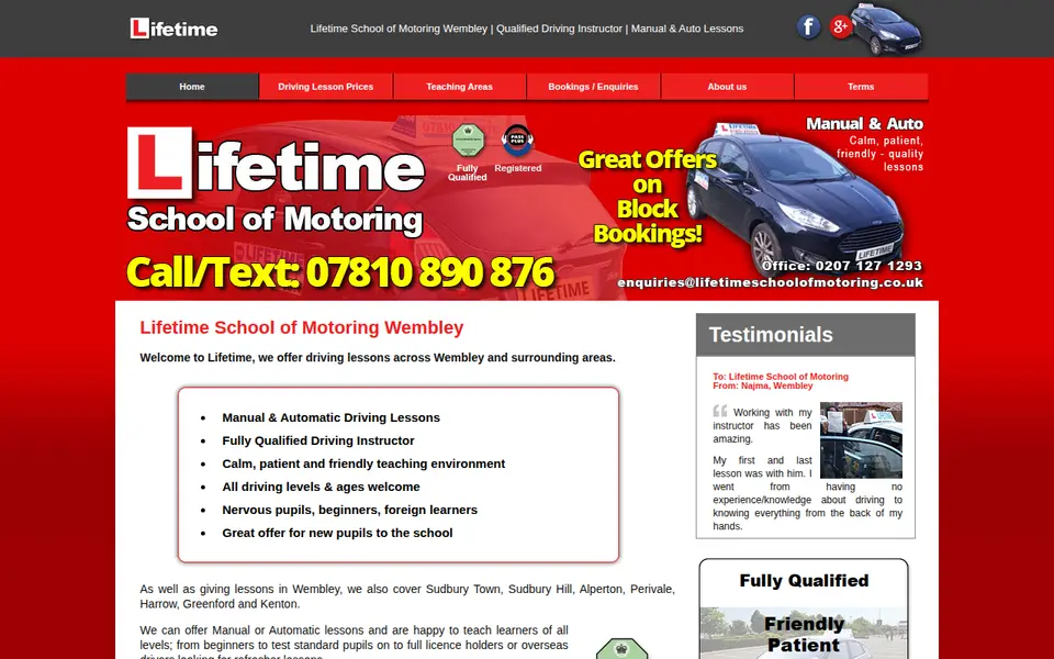 The top of lifetimeschoolofmotoring.co.uk