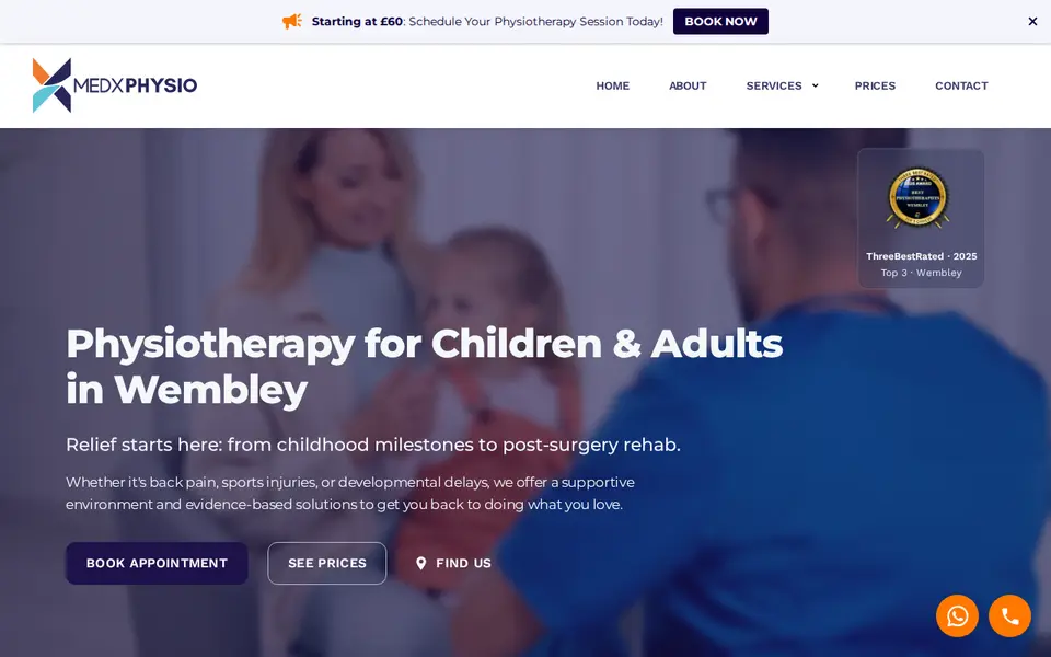 The top of medxphysio.co.uk
