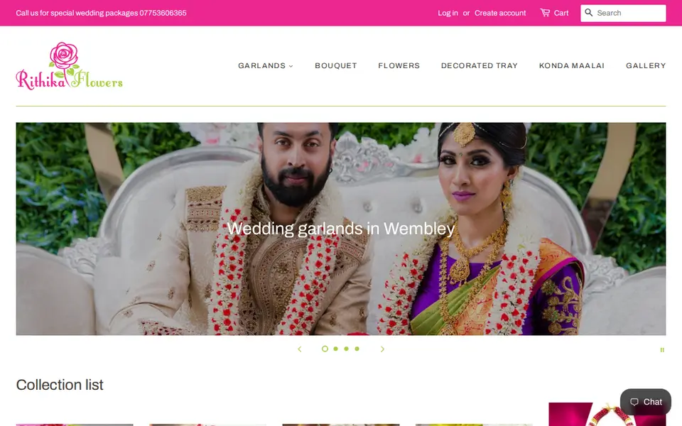The top of rithikaflowers.co.uk