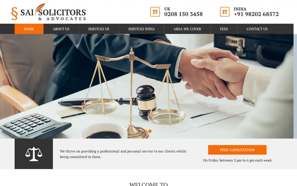 The top of saisolicitors.co.uk