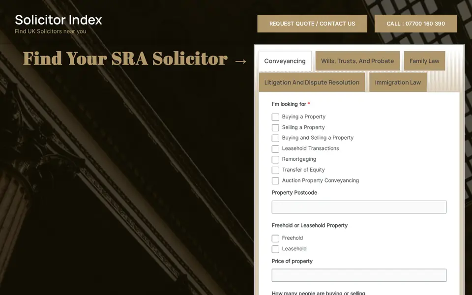 The top of solicitorindex.co.uk