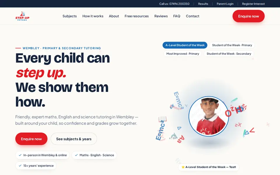 The top of stepuptutors.uk