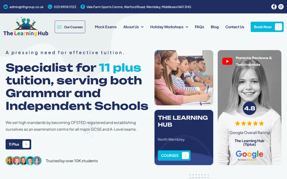 The top of thelearninghubgroup.co.uk
