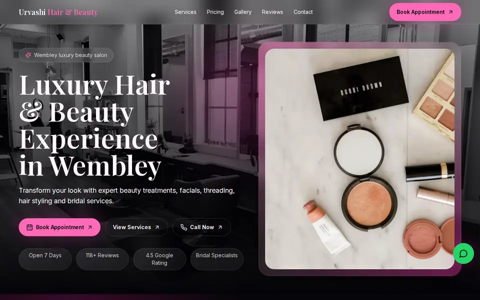 The top of urvashihairandbeauty.com