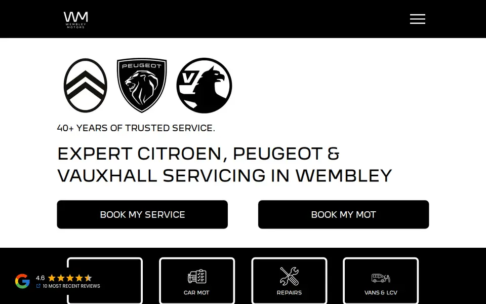 The top of wembley-motors.com