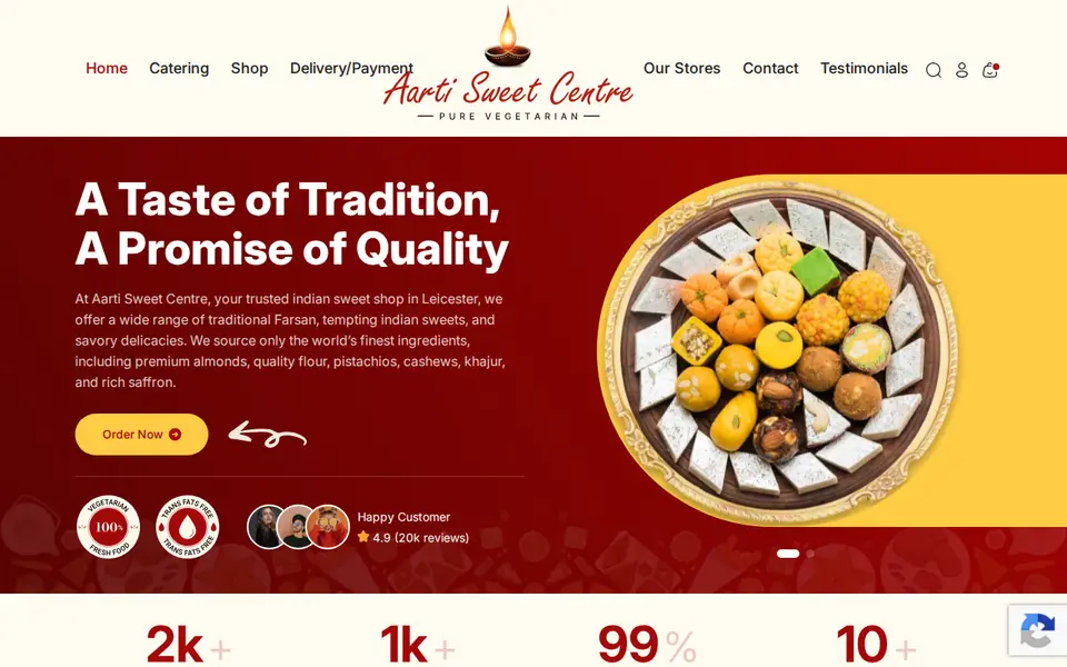 The top of aartisweetcentre.co.uk