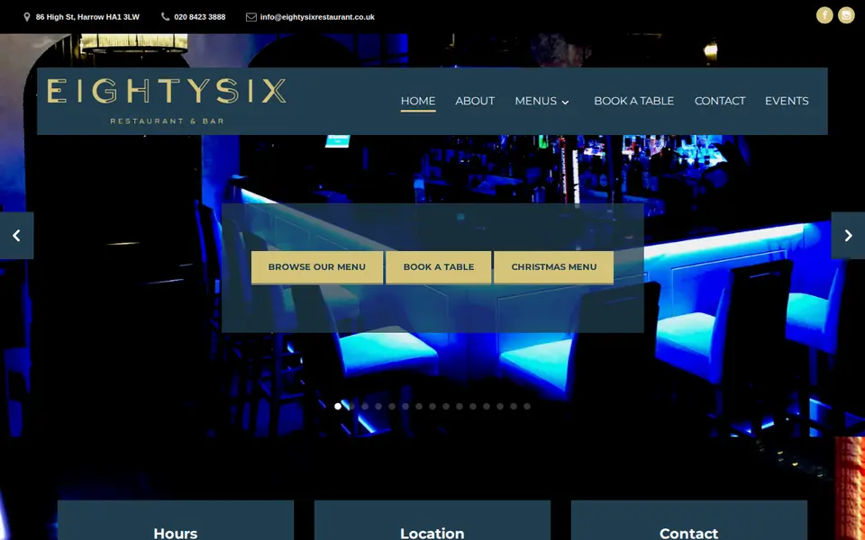 The top of eightysixrestaurant.co.uk