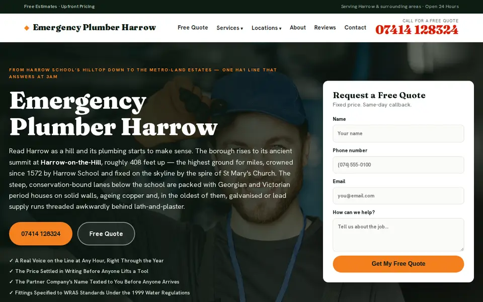 The top of emergencyplumberharrow.com