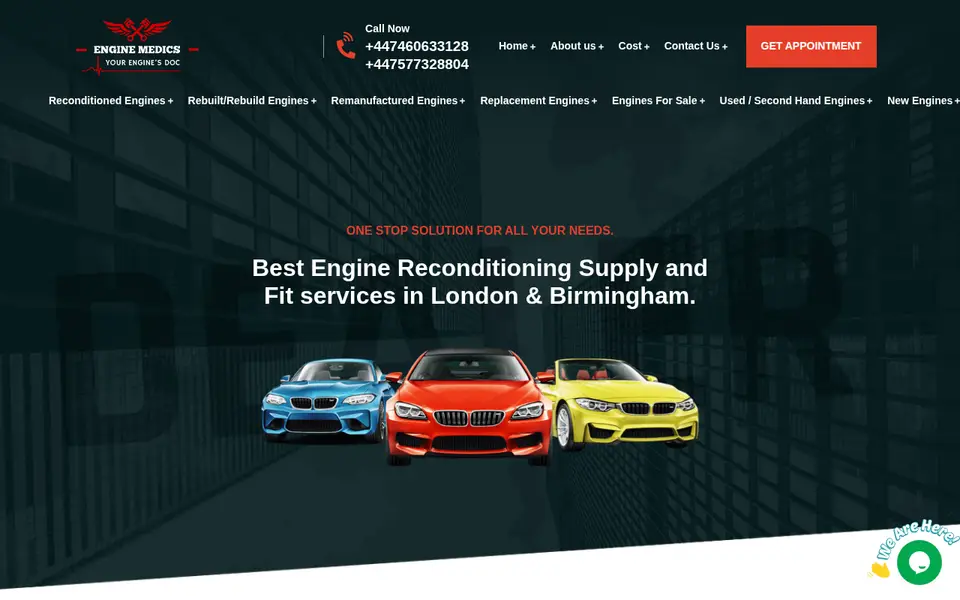 The top of enginemedics.co.uk