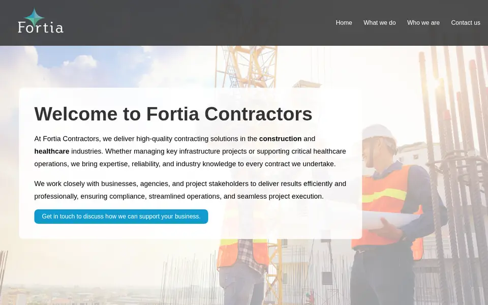 The top of fortiacontractors.co.uk