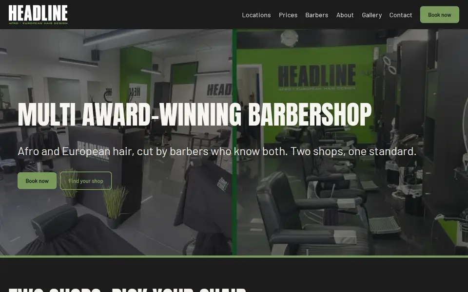 The top of headlinebarbers.co.uk