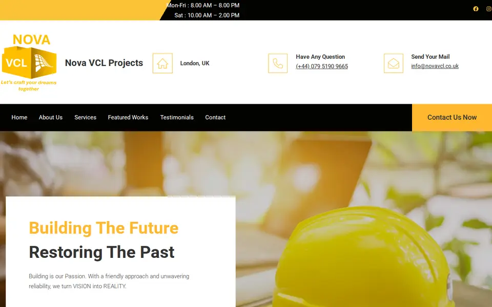 The top of novavcl.co.uk