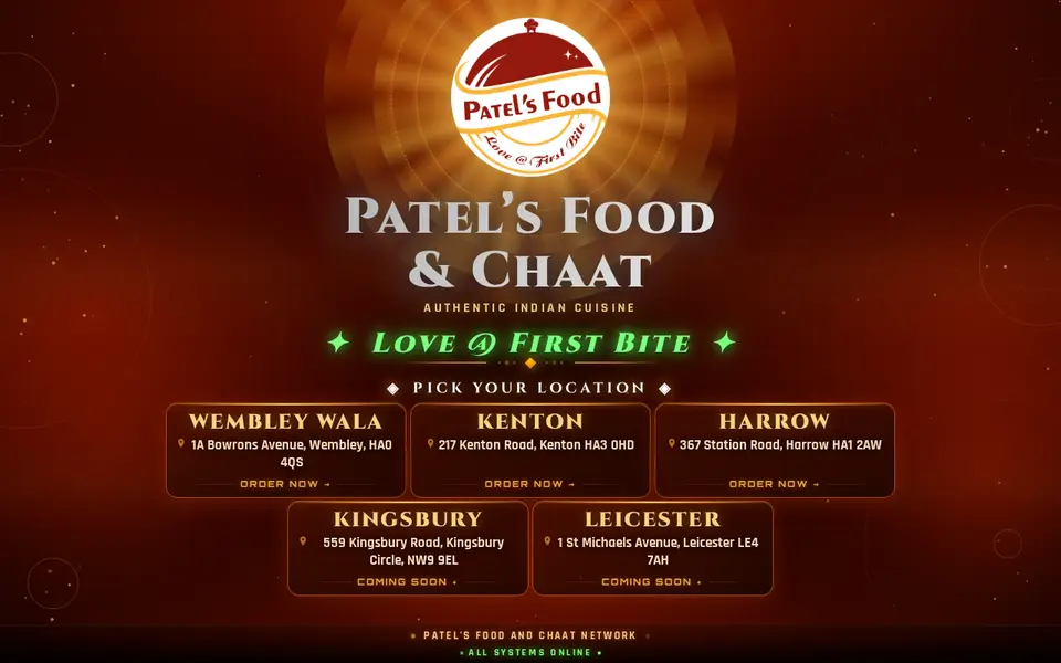 The top of patelsfoodandchaat.co.uk