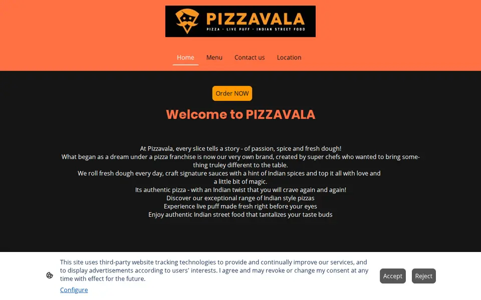 The top of pizzavala.co.uk