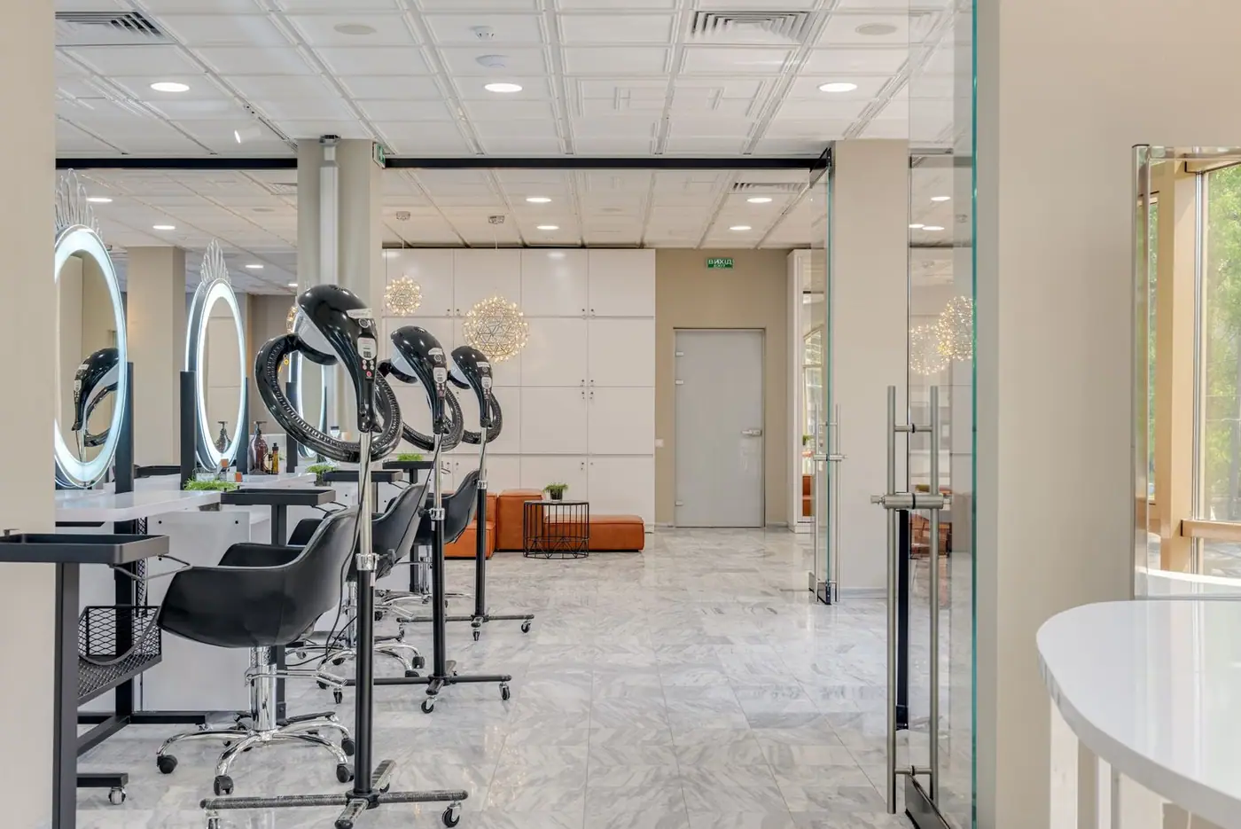 Elegant interior of a modern salon with chic design and spacious layout