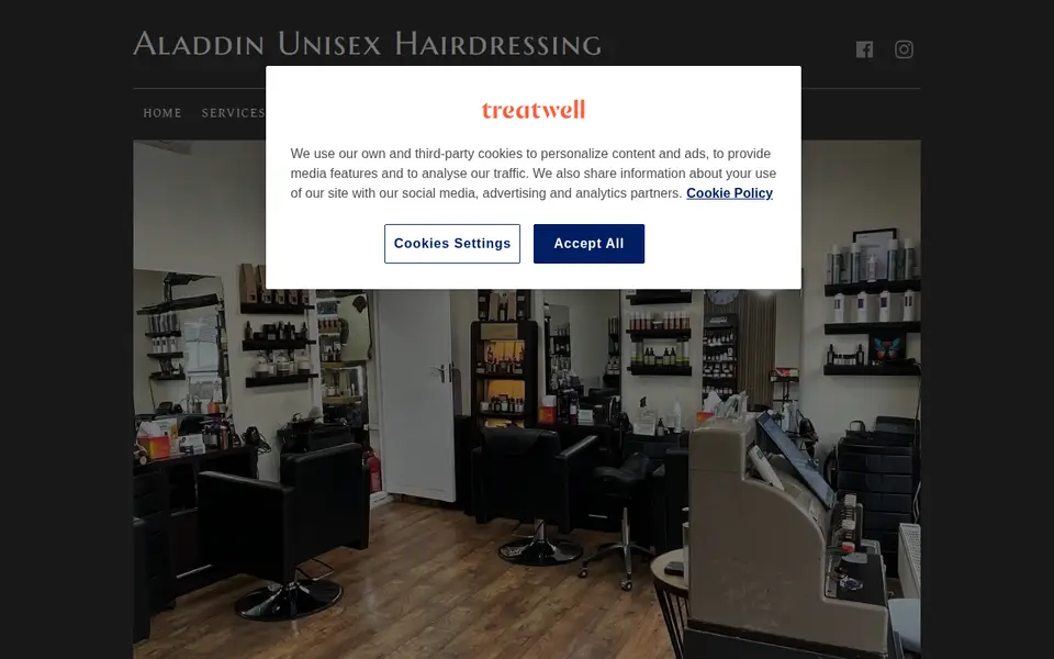 The top of aladdinunisexhair.mytreatwell.co.uk