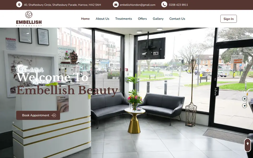 The top of embellish-beauty.co.uk