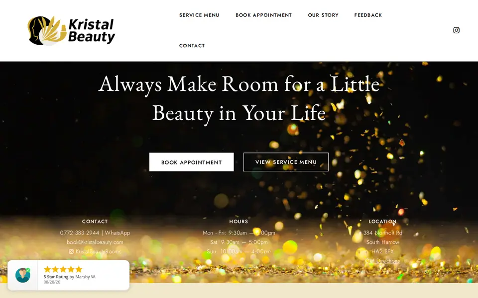 The top of kristalbeauty.com