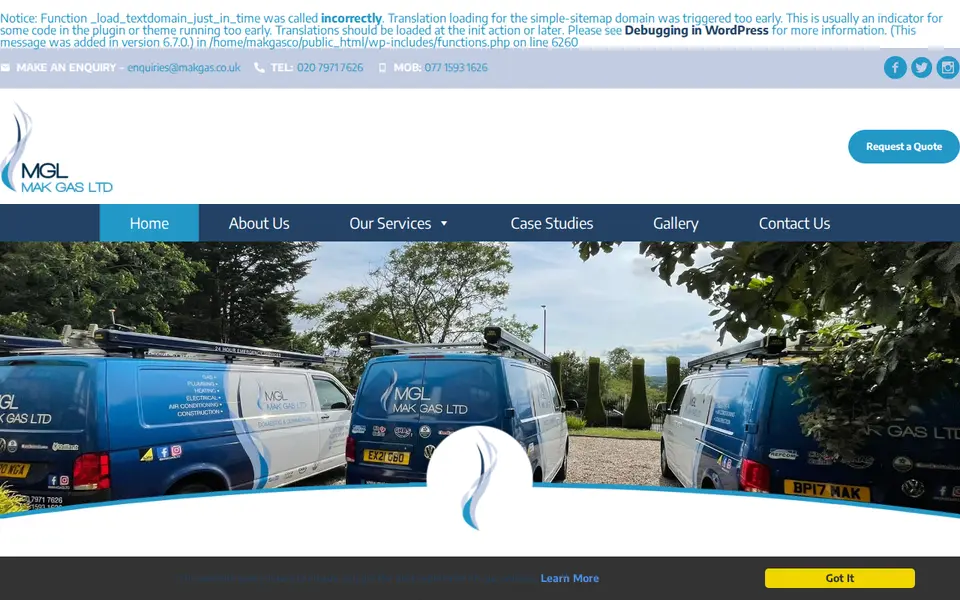 The top of makgas.co.uk