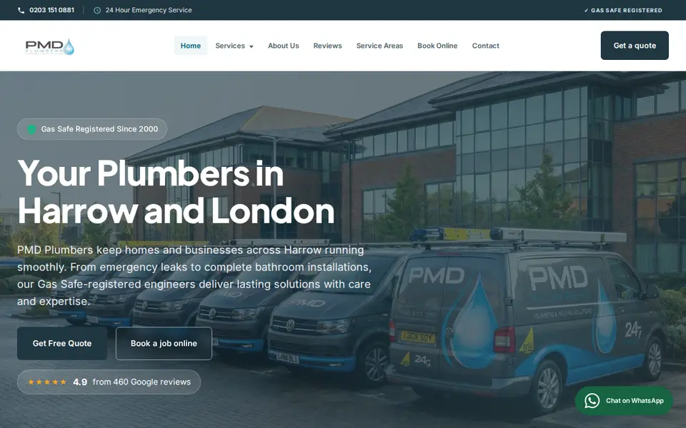 The top of pmdplumbers.co.uk