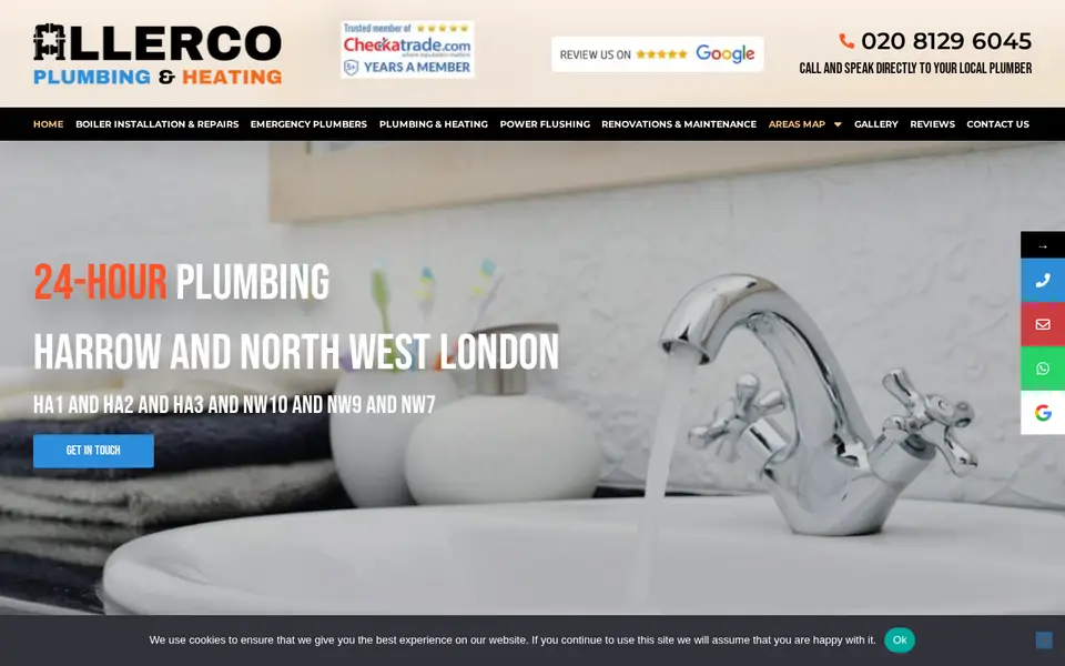 The top of allercoplumbingandheating.com