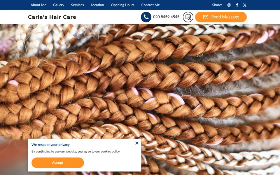 The top of carlashaircare.ueniweb.com
