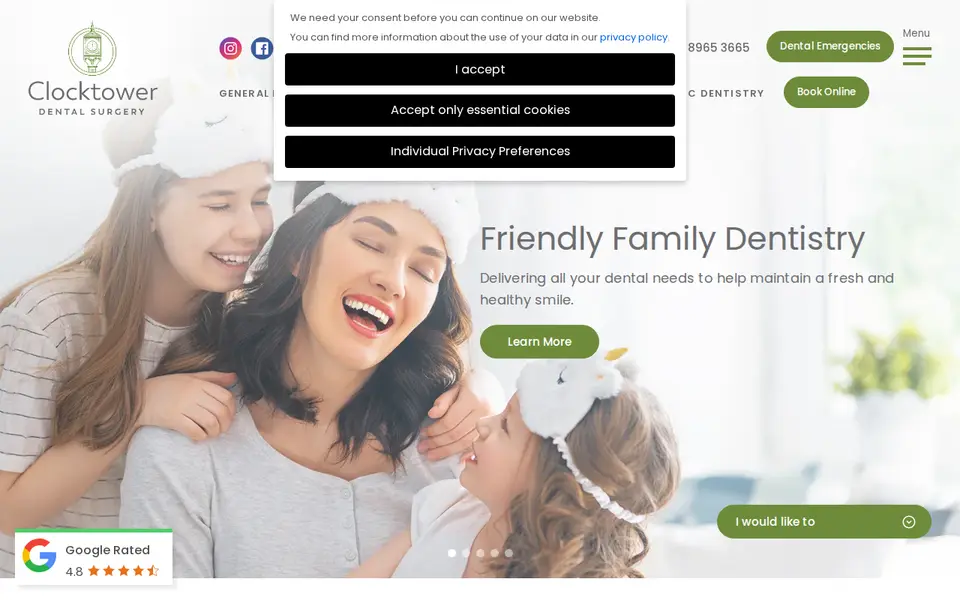 The top of clocktowerdentalsurgery.co.uk