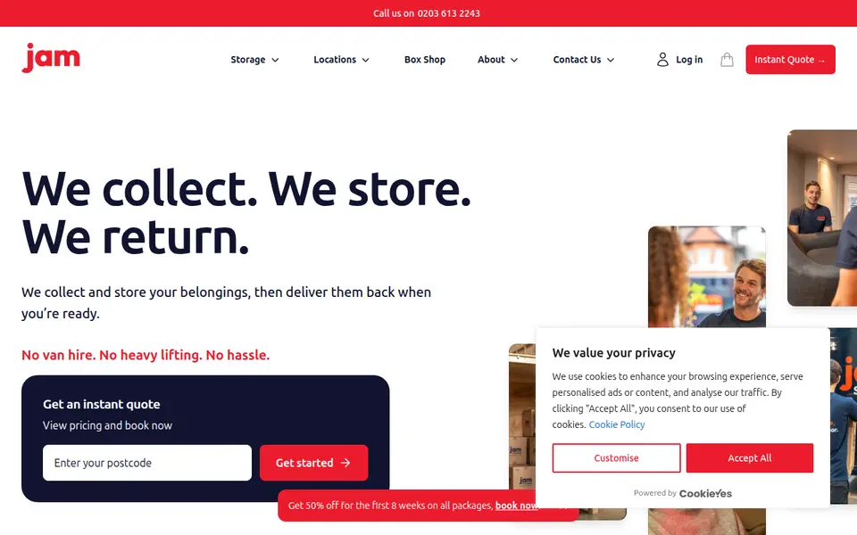 The top of jamstorage.com