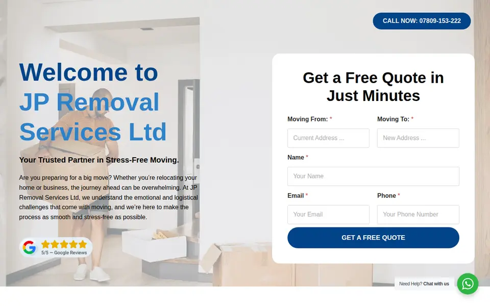 The top of jpremovalservices.co.uk