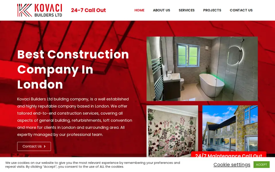 The top of kovacibuilders.co.uk