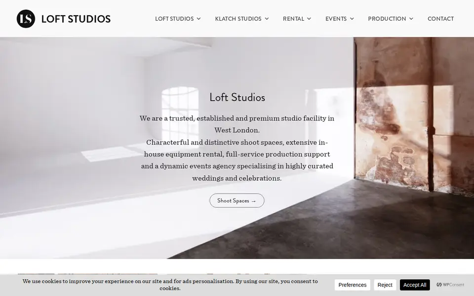 The top of loftstudios.co.uk