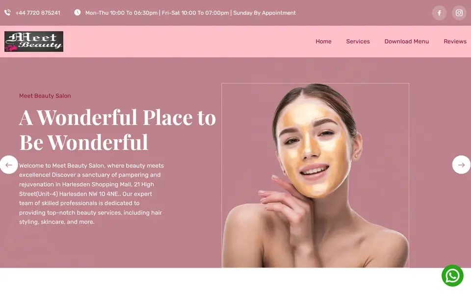 The top of meetbeautysalon.co.uk