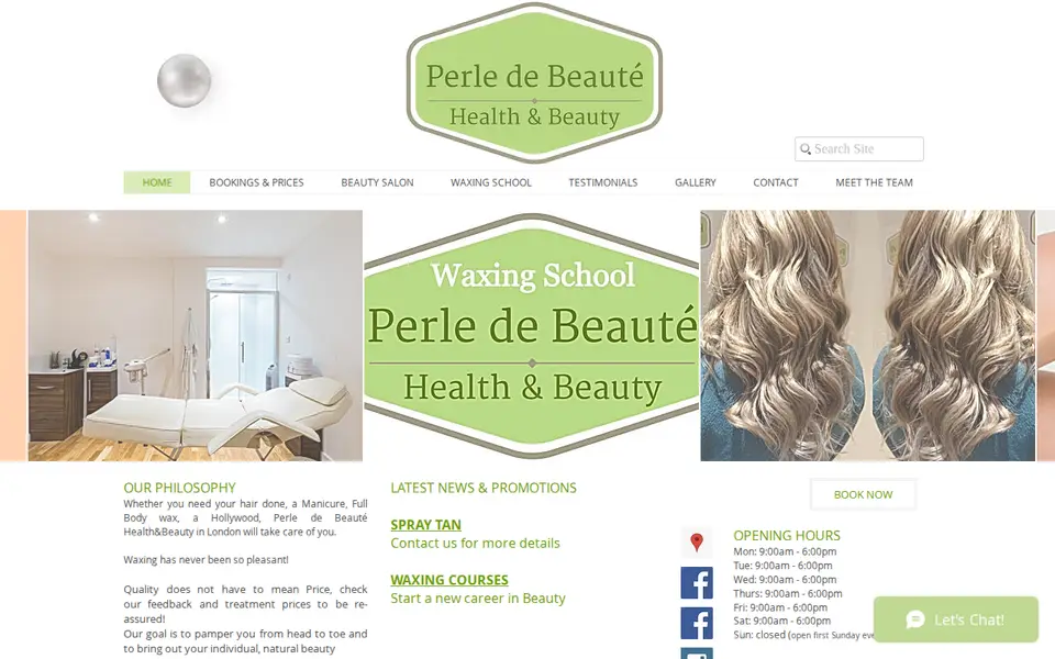 The top of perledebeaute.co.uk