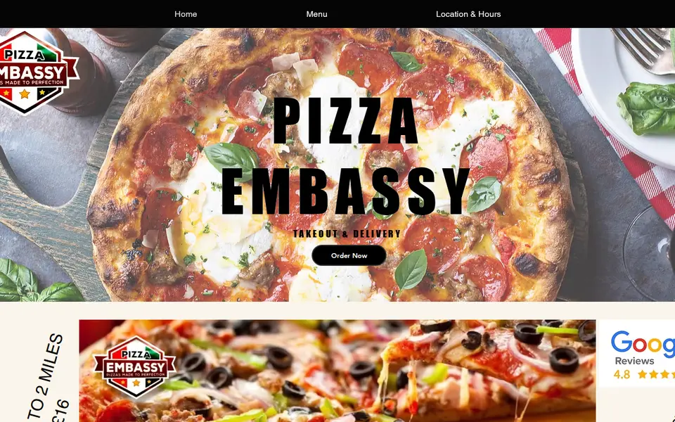The top of pizzaembassy.co.uk