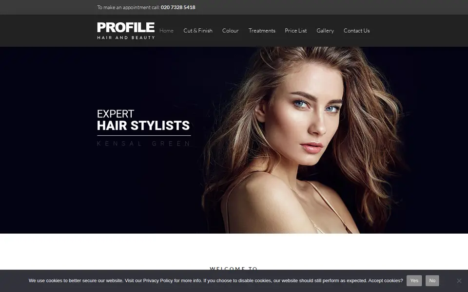 The top of profilehairandbeauty.co.uk