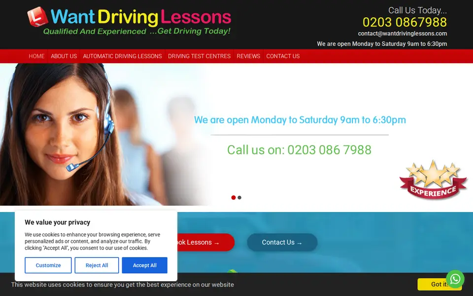 The top of wantdrivinglessons.com