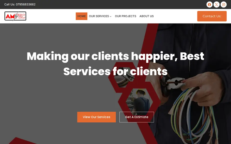 The top of amtecelectrical.co.uk