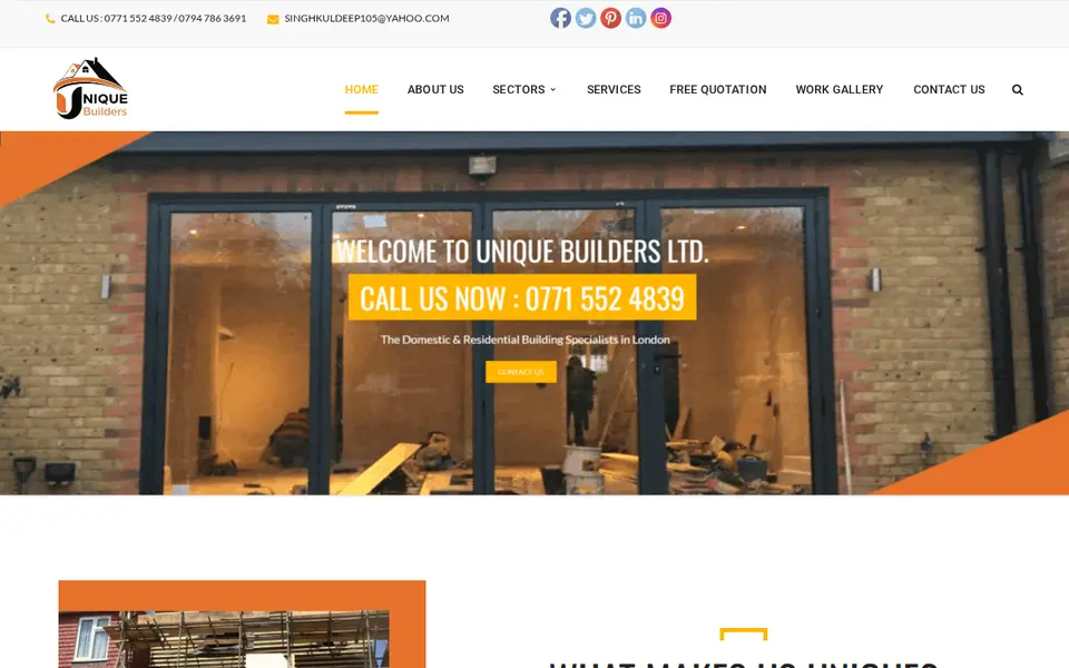 The top of uniquebuildersltd.uk