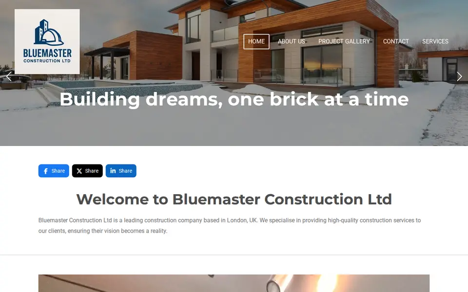 The top of bluemaster-construction.uk
