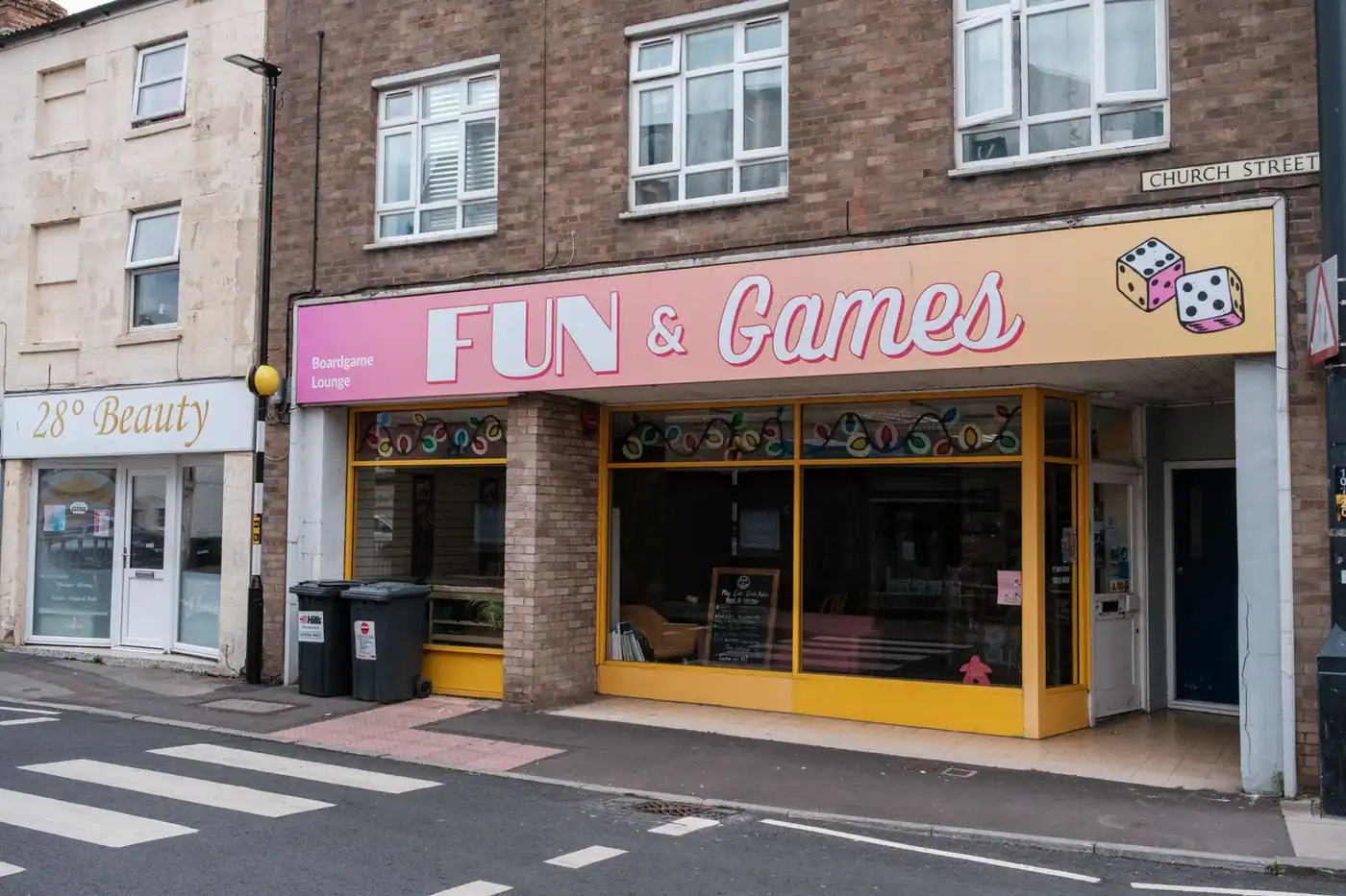 Exterior view of a colourful shopfront on Church Street