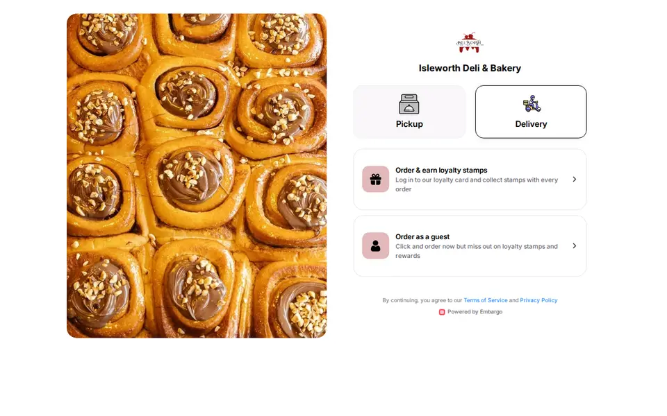 The top of orders.embargoapp.com