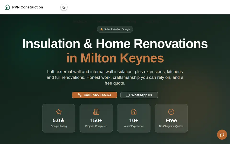 The top of ppnconstruction.co.uk