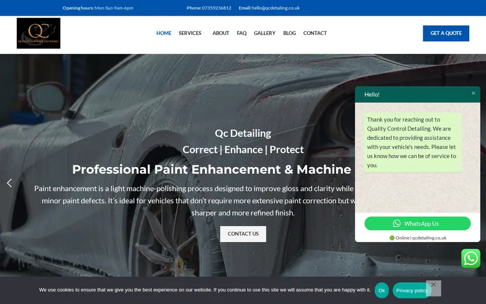 The top of qcdetailing.co.uk