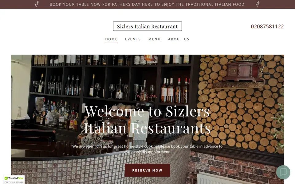 The top of sizlers.co.uk
