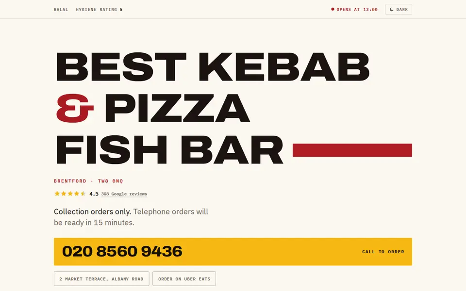 The top of bestkebabfishbar.co.uk